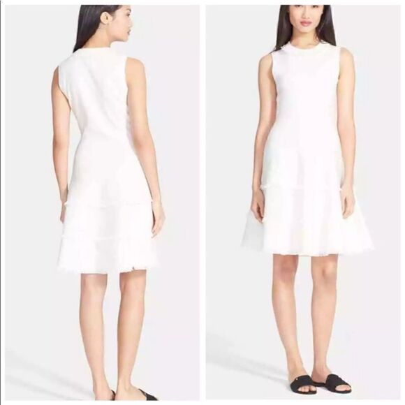 Kate Spade New York Bone White Fringe Trim Dress - Picture 1 of 15